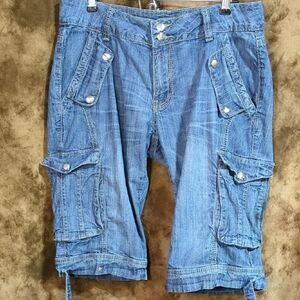 Rockawear Blue Denim Cargo Shorts Size 9 Inv 447
